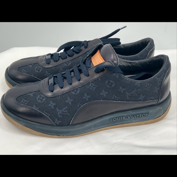 Louis Vuitton Women's Navy Monogram Mini Lin Canvas Sneakers EU Size 38 MA0052 - Picture 14 of 16